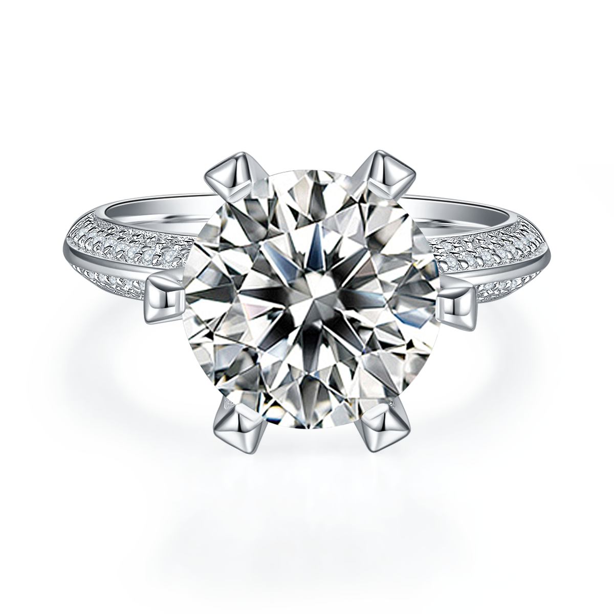 Half of the Country S925 Silver Plated Platinum Moissanite Diamond Women's Ring 5.0 Carat D-Class